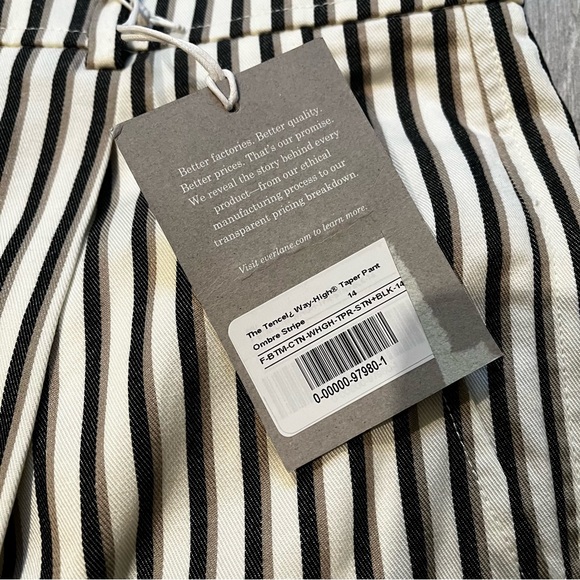 NWT, Everlane The TENCEL Way-High Taper Pant Ombre Stripe, Sz 14 - Picture 15 of 15